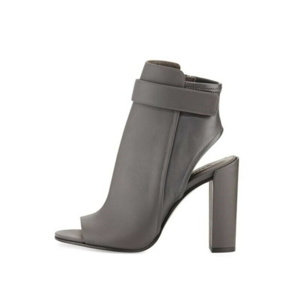 Vince Gray Open-Toe Block Heel Ankle Boot